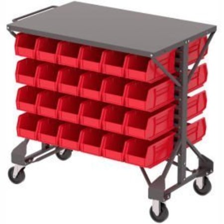 AKRO-MILS Akro-Mills Shelf-Top Bin Cart - 38-1/2 x24x36-1/2" - (48) 5-1/2 x10-7/8 x5" Bins - Red B2065797